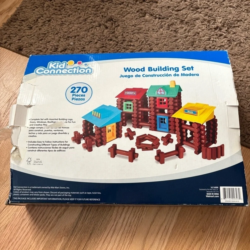 Wood Building Set - Multicolor Kid Connection Log House Lincoln Blocks